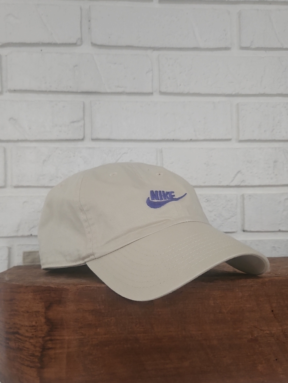 Nike Cream Baseball Cap with Purple Swoosh
